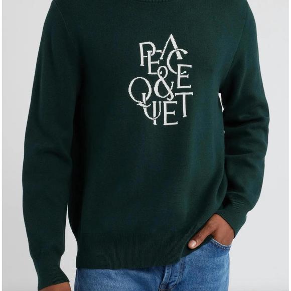 NEW MUSEUM OF PEACE & QUIET men's serif jacquard sweater in pine